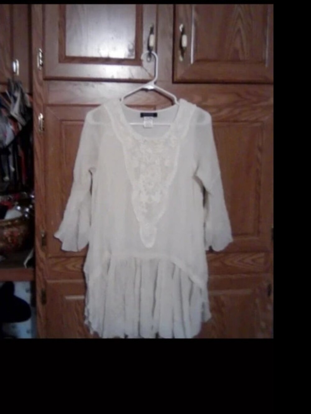 Sassybling Brand Boho Lace-Trim Tunic Top in Cream/White